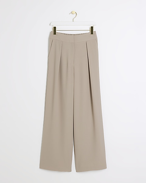 Acclaimed Beige elasticated wide leg trousers