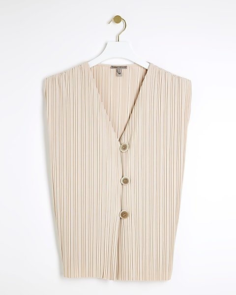 Acclaimed Beige plisse waistcoat